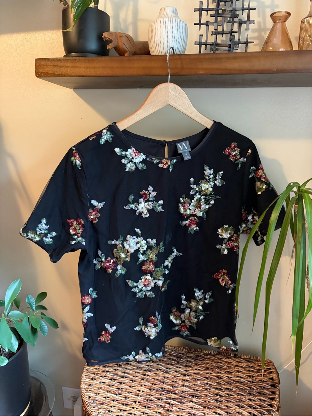 Worthington Floral Sequin Cocktail Top